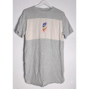 Nike DNA Stacked Swoosh Medium Gray Colorblock Logo Short Sleeve T-Shirt Dress